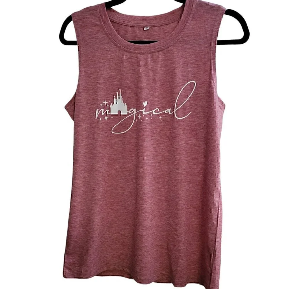 Magical Castle Tank Tops Magic Kingdom Sleeveless Graphic Size Medium NWOT - Picture 2 of 6